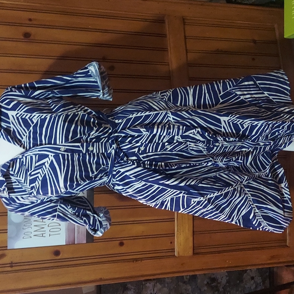 NWT Blue and white Chloe+Rene print midi dress